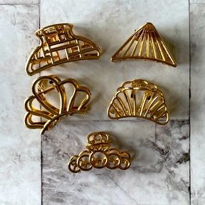 NEW SHEIN Gold Alloy Hair Clips, Set of 5